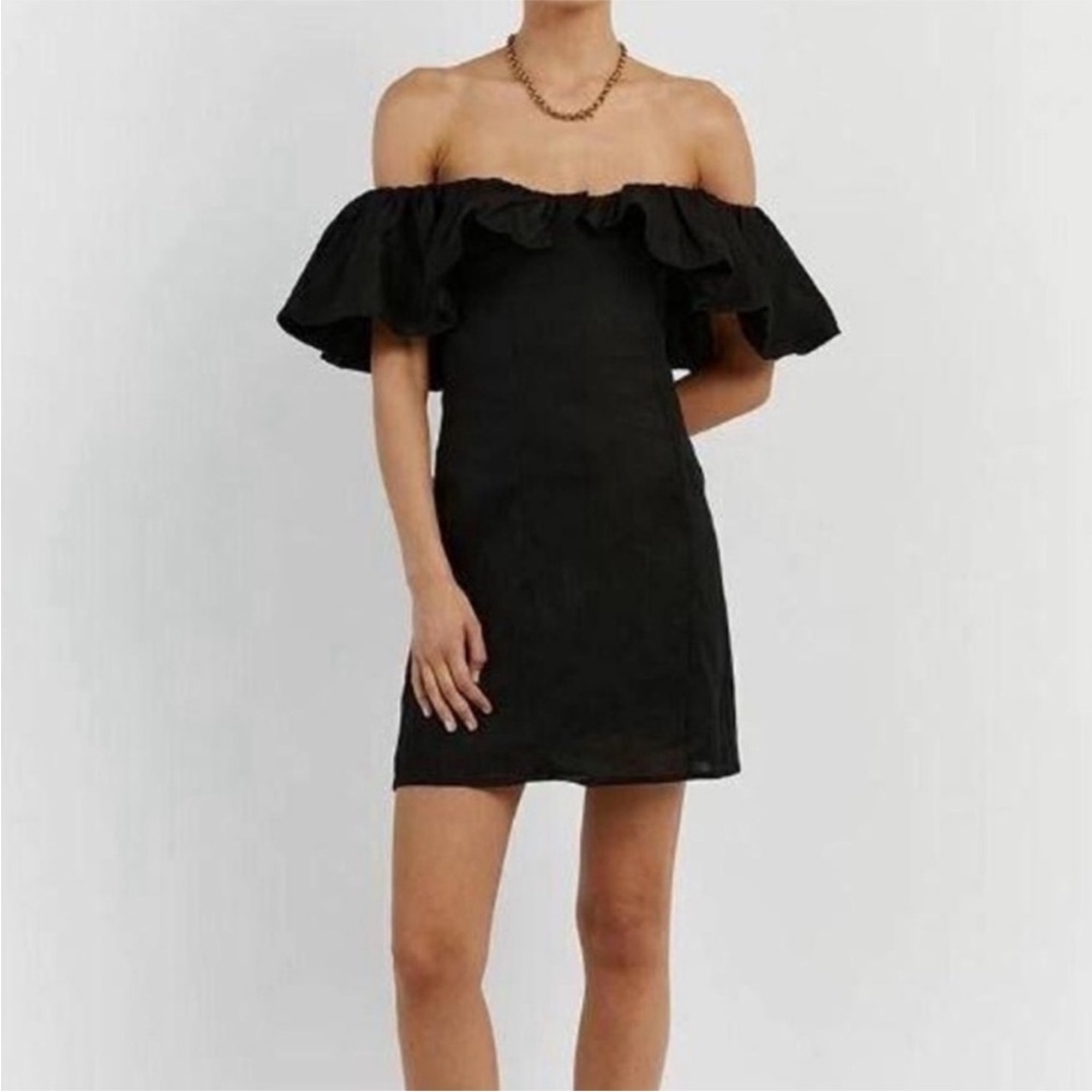 DISSH Isabelle Linen Mini Dress Black Size 4